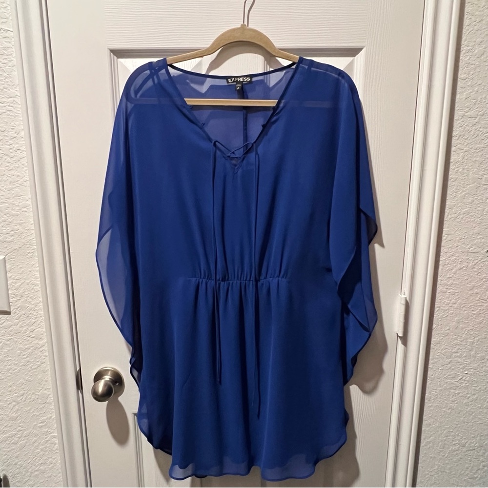 EXPRESS Royal Blue Chiffon Flowy Dress - Size Medium